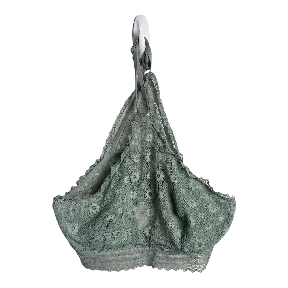 Victoria's Secret Women's Lace Crochet Bralette Green Bra Size Medium